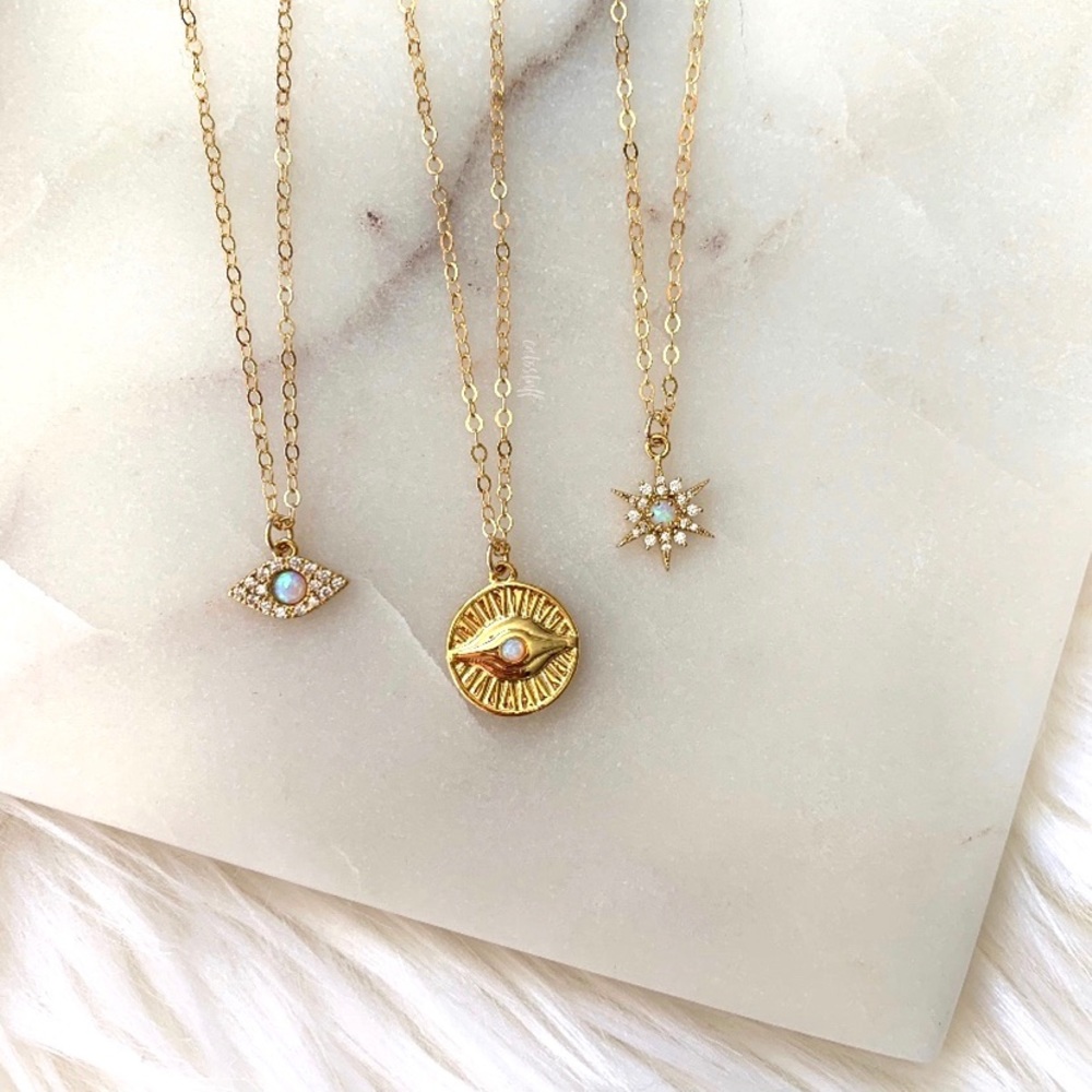 Evil Eye Sunrays Coin Necklace